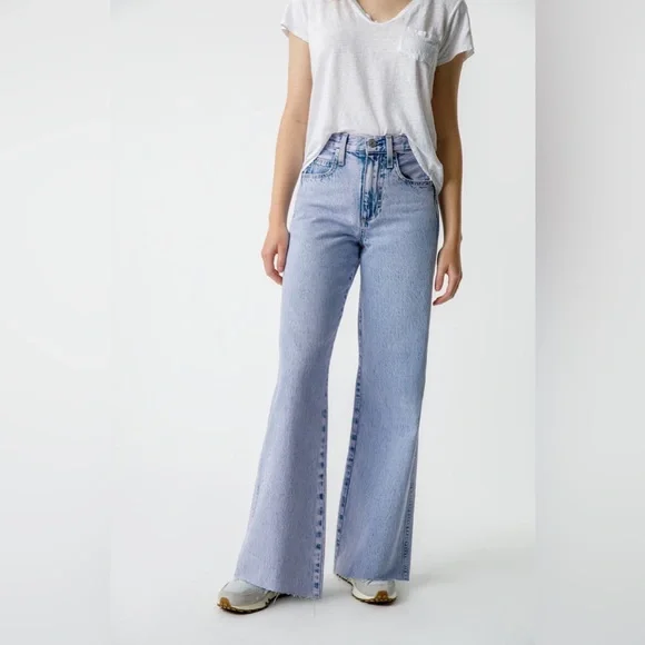 AMO super light wash high-rise wide-leg jeans - Picture 1 of 7